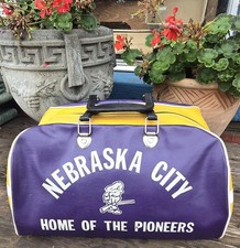 Borsa Nebraska City Otoe County Vynyl retrò Pioneer Pete manico sport Wortele NE