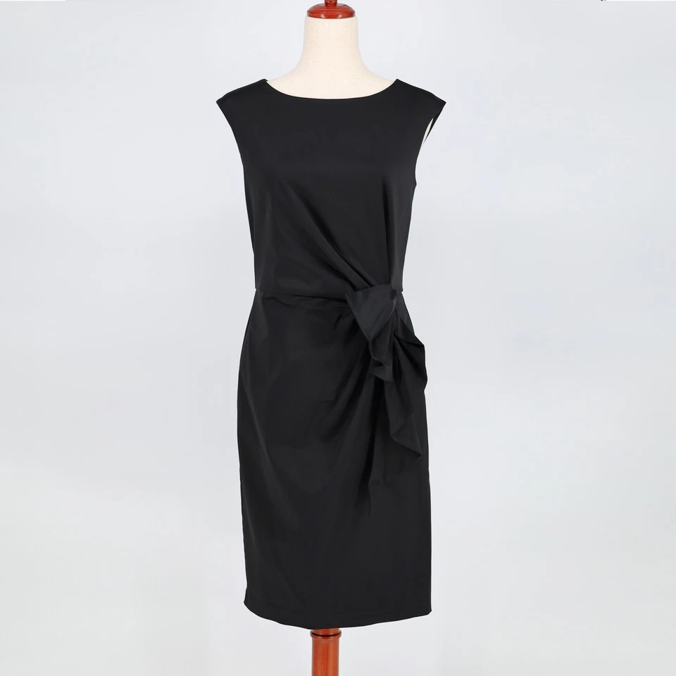 Vestido Lauren Ralph Lauren Mujer Negro Cintura Corbata Charmeuse Fiesta Cóctel Talla 4 Foto 3 de 4