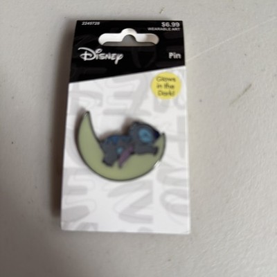 DISNEY NEW Sleeping Stitch on Moon GLOW IN THE DARK PIN Pinback Lilo & Stitch 