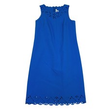 J.Crew Womens Blue Laser Cut Eyelet Scalloped Shift Dress E9811 Size 00