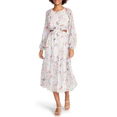 Cadi Womens Printed Mid-Calf MIDI Dress 824386253948 Large RT $129