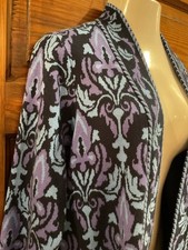 Isaac Mizrahi Live Blue Navy Purple Patterned cardigan sweater 2X