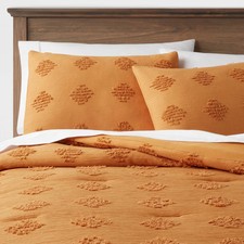 King Tufted Diamond Crinkle Comforter and Sham Set Dark Gold - Threshold:
