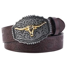 Western Belt for Women Men Cowboy Belt Cowgirl Belt Fit Waist''30-34'' C-coffee