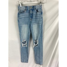 American Eagle Mom Jean Light Wash Distressed Jeans 00 R