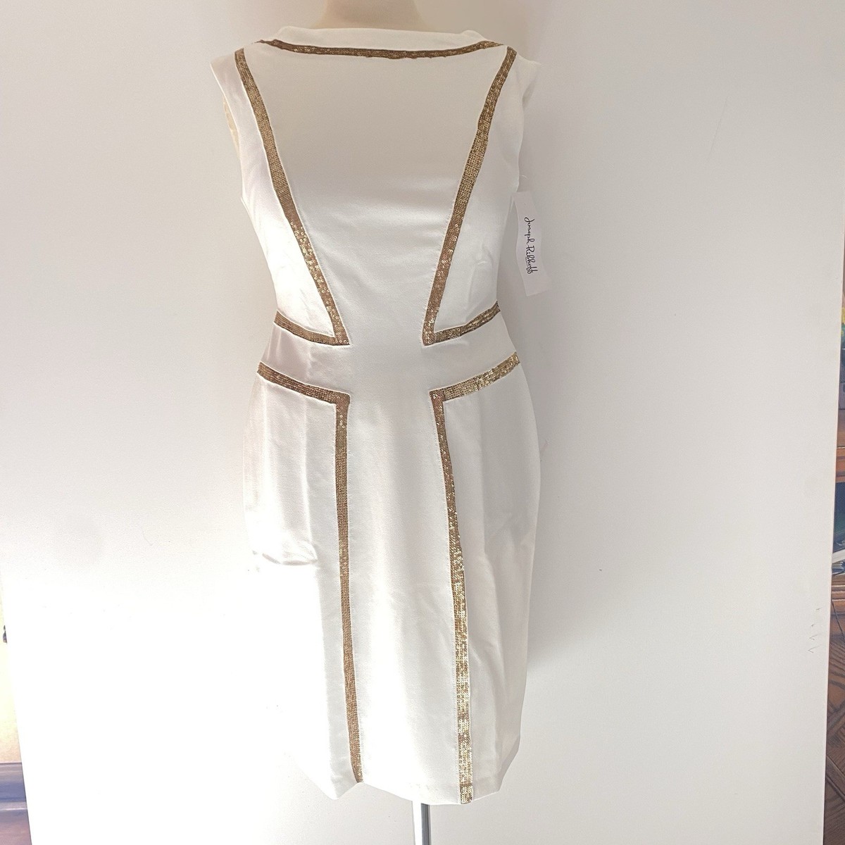 Joseph Ribkoff Sheath Dress Womens 10 Ivory Gold Sequin New | eBay Joseph Ribkoff Sheath Dress Womens 10 Ivory Gold Sequin New | eBay