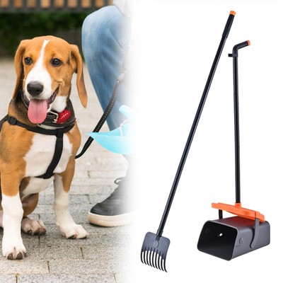 2x Hundekotschaufel Tablett und Rechen Set Haustier Abfall Entfernung Schaufel Griff Streu