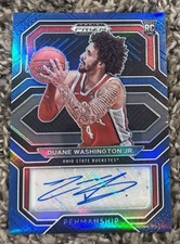 DUANE WASHINGTON JR. 2021 Prizm Draft Penmanship RC BLUE AUTO #20/149 Ohio State