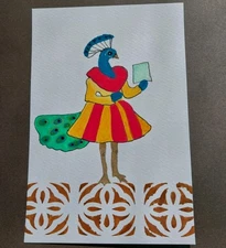 GAT Expressionism Original Painting 4x6  Whimsical Animal Peacock Bird Art Decor