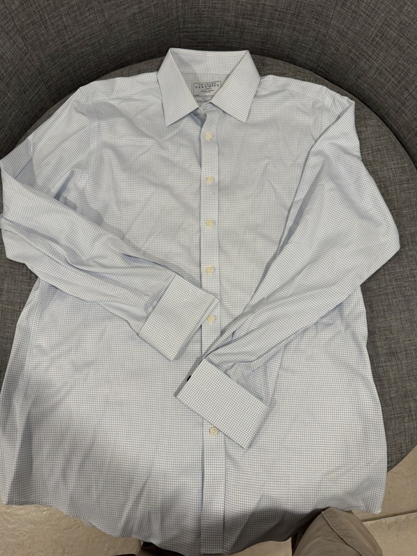 Charles Tyrwhitt Men's Dress Shirt White/Blue