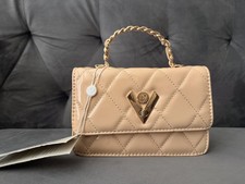 Valentino Orlandi Taupe w/Gold Chain Crossbody/Bag - NEW with Tags!  MSRP $349