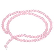 98pcs Pink Cat's Eye Stone Beads 4mm Round Crystal Loose Bead,