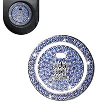 Crystal Rhinestone Car Engine Stop Decoration Ring Sticker, Sparkling blue