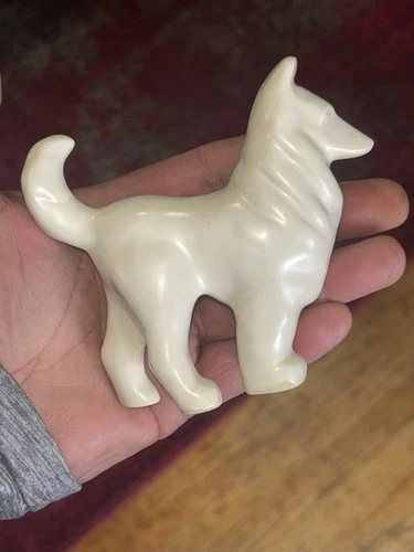 Rare Bauer White Rough Collie Dog Pottery Figure