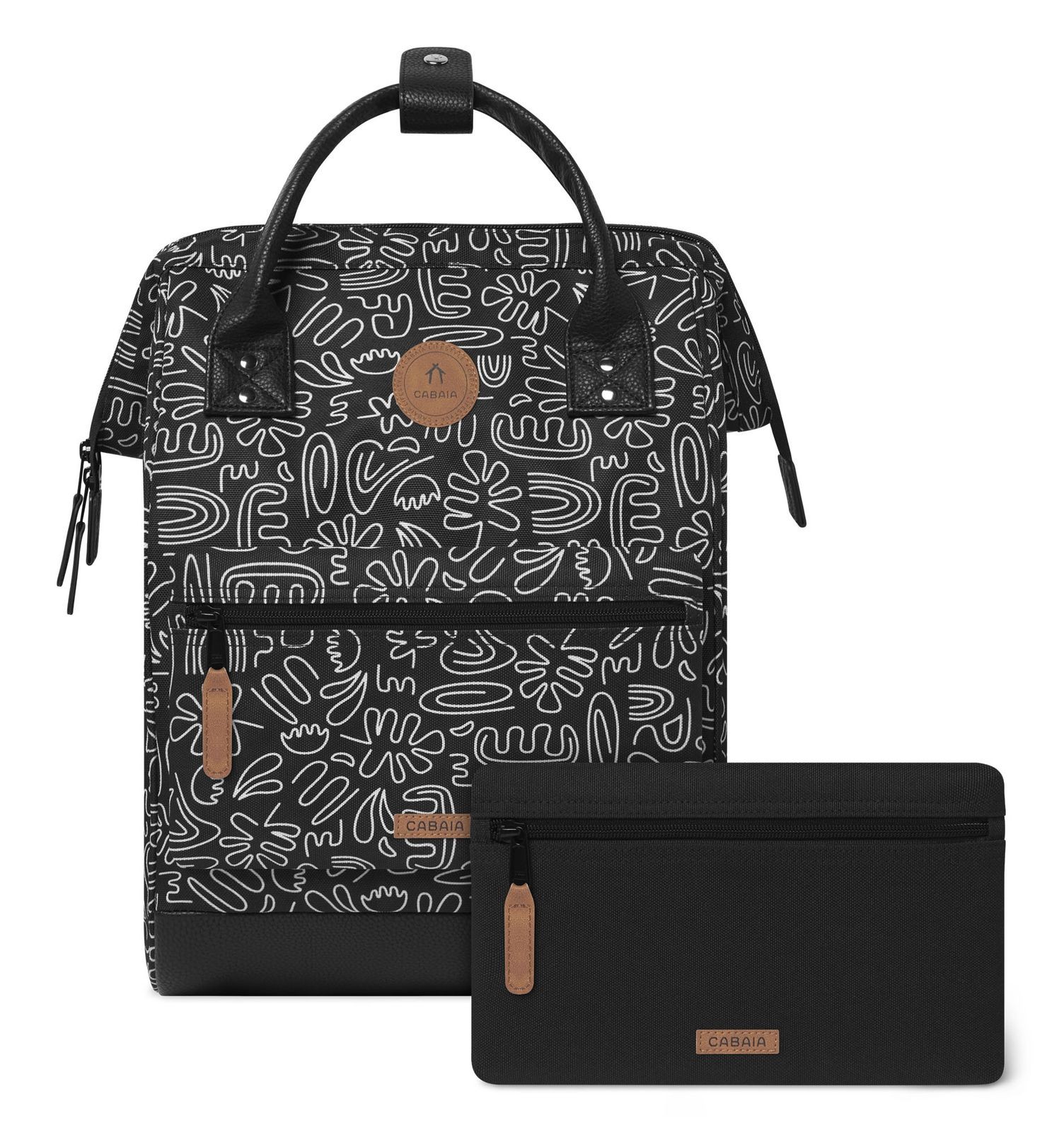 CABAIA Adventurer All Over Backpack M Mochila Amiens negro blanco nuevo