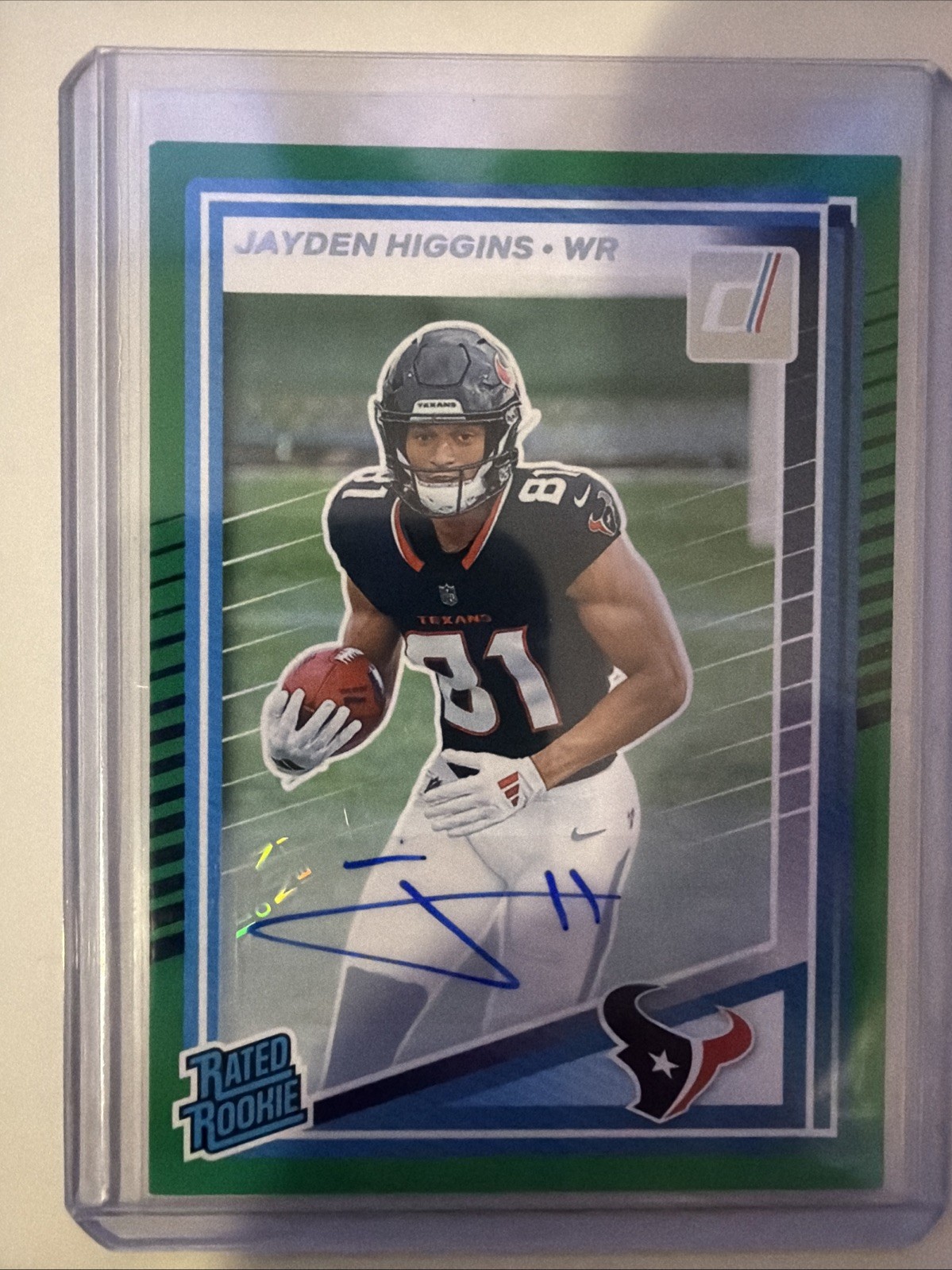 2025 Panini Donruss - Rated Rookie Jayden Higgins #334 Green Autographs (AU, RC)
