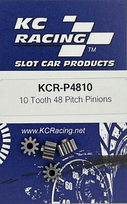 4 Pieces - 1/24 Slot Car Pinion Gear, 48 Pitch, 10 Tooth, KC Racing