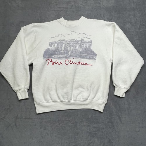VINTAGE 90s Dallas Alice Bill Clinton Crewneck Sweater Made in USA Size M *Stain - Picture 2 of 9