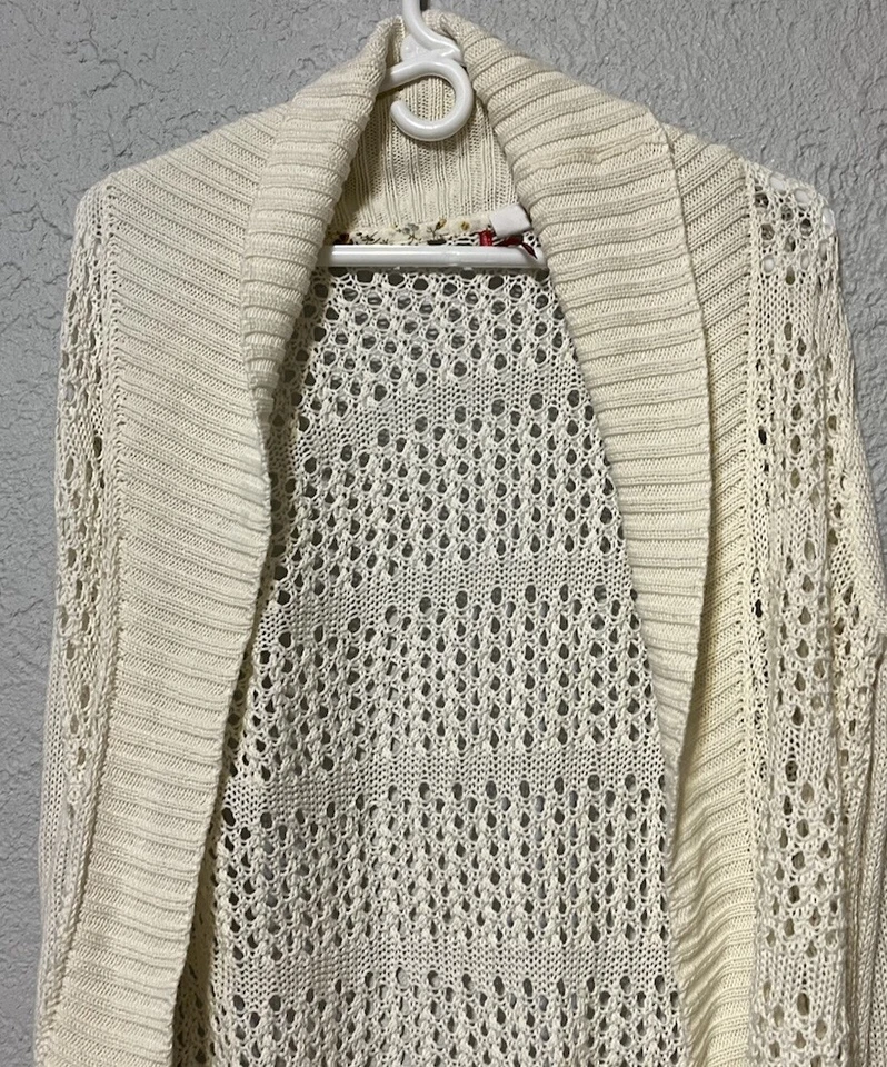 Women's Open Front Cardigan Sweater Open Knit Crochet Long Sleeve  Sz M Element - Image 2 of 4