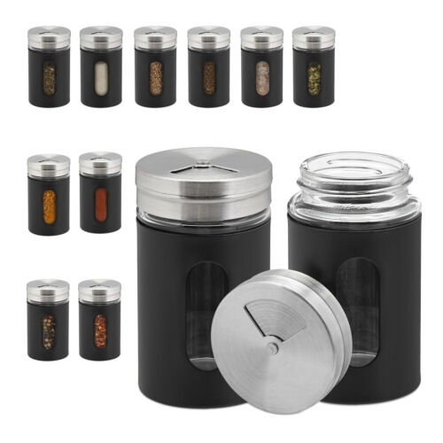 Set of 12 spice jars seasoning storage herb holder spice containers glass shaker - Picture 1 of 27