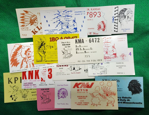 Lot of 16 QSL CB Cards - Native American / Indian Images