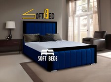 New Two Tone Upholstered Bed Frame Storage Option Double King Super King