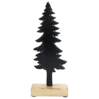 Rustikale Weihnachtsdeko Tannenbaum Holz Metall Tischdekoration Natur Schwarz