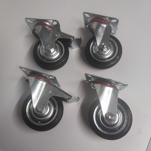 Satz Transportrollen Vollgummibereifung 75 mm Gummi 2 Lenkrollen+2 mit Bremse XX - Bild 1 von 4