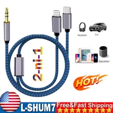 2 in 1 Type-C iOS to 3.5mm AUX Audio Cord Cable For Samsung S24 Ultra S23 S22 5G
