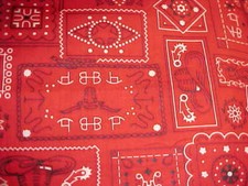 Bandana roja caballos occidentales 1 yarda sombrero vaquero botas guitarra revólveres edredones y manualidades