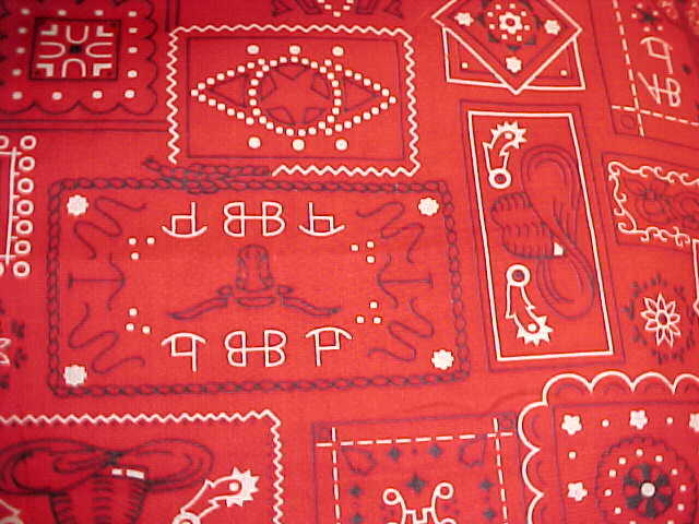 RED BANDANA WESTERN HORSES 1 YD COWBOY HAT BOOTS GUITAR REVOLVERS QUILTS & CRAFT