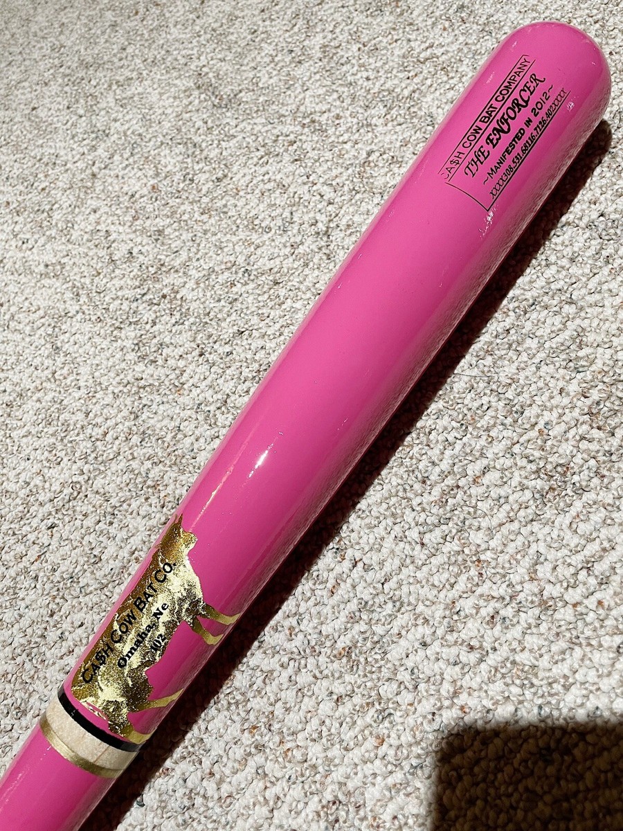 Batte Baseball Bois De Cendre 34" - Rose, Traitement Flamme - Extrémité Cupped - Neuf