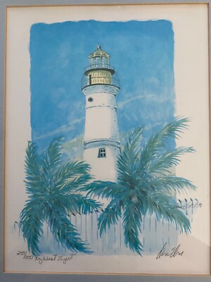 Key West Limited Edition Leuchtturm gerahmter Druck Donna Elias