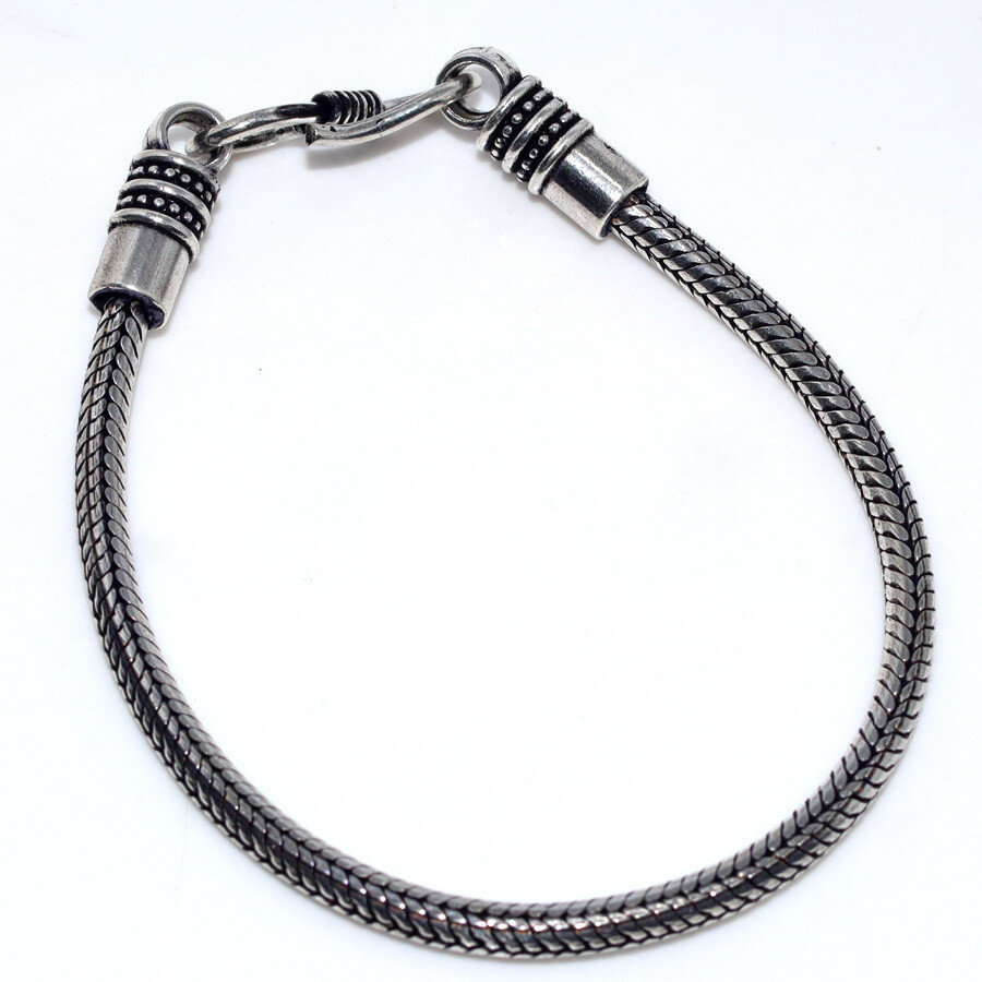 925 Silver Plated Snake Chain Vintage Tribal Bracelet Jewelry Size 8.5
