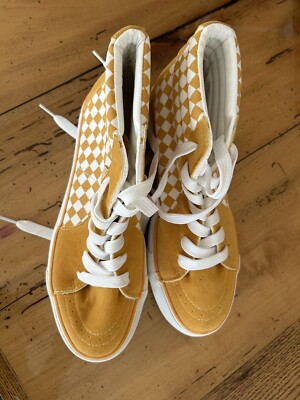 MUDD High Top Retro Skate Shoes Yellow White Checkered Retro Y2K Suede New Sz. 8
