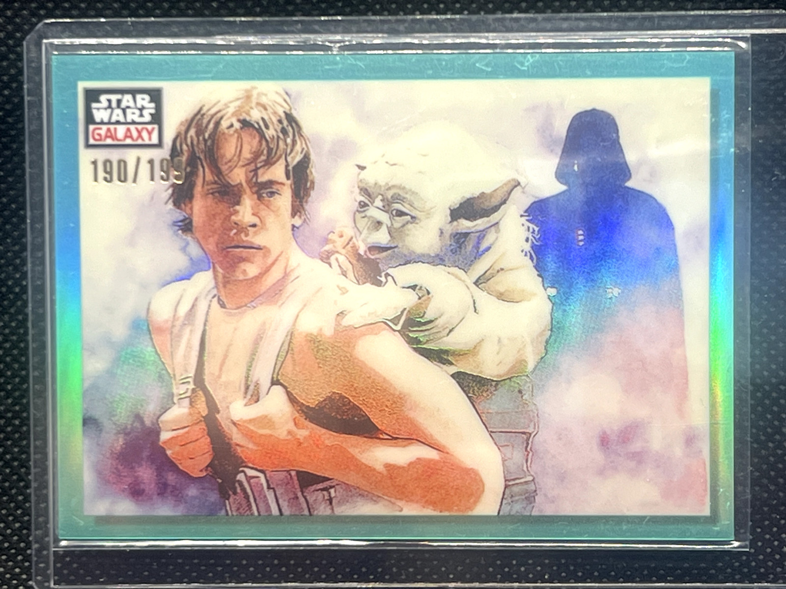 2023 Topps Chrome Galaxy Star Wars Weight Of Destiny Aqua /199 Luke Vader Yoda!