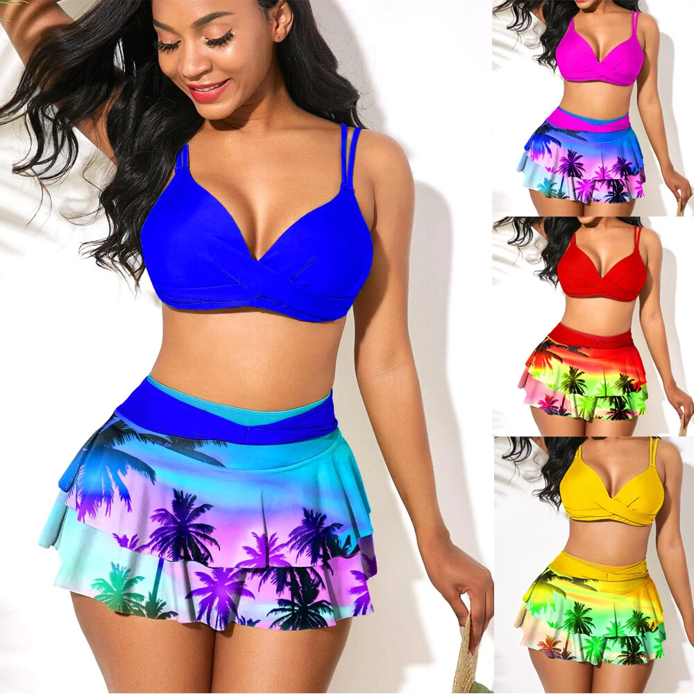 Lady Women Bikini Swim Skirt Set Swimsuit Holiday Beachwear Swimming  Costume UK