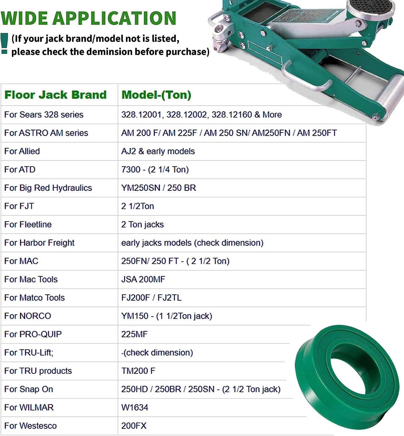 Hydraulic Jack Piston UCup Seal for 2 Ton Floor Jack Sears/ASTRO/BIG