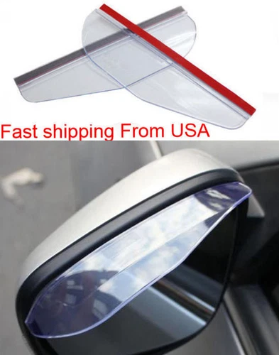 1 SET OF CLEAR FIXABLE TPU REAR VIEW MIRROR WINDOW VISOR GUARD WEATHER RESISTANT