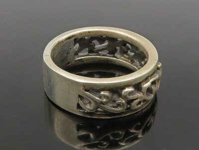 925 Sterling Silver Vintage Vine Swirl Cutout Band Ring Sz 9