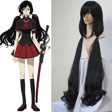 100cm BLOOD-C Kisaragi Saya Black Long Curly Cosplay Party Wig