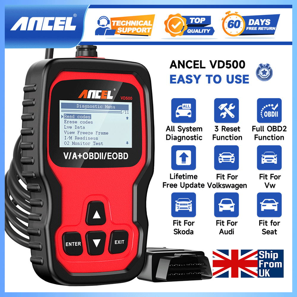 ANCEL BD500 Alles System OBD2 Bluetooth 5.0 Adapter für VW/Audi/Skoda