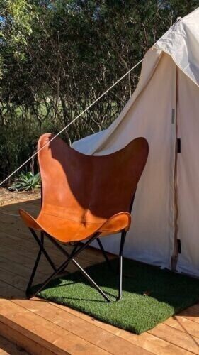 Classic Butterfly Chair Vintage Handmade Brown Relax Armless With Iron Frame - Picture 1 of 5