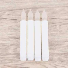 4x LED Flameless Flickering Taper Candles-6.25" Warm White  6H Timer Function