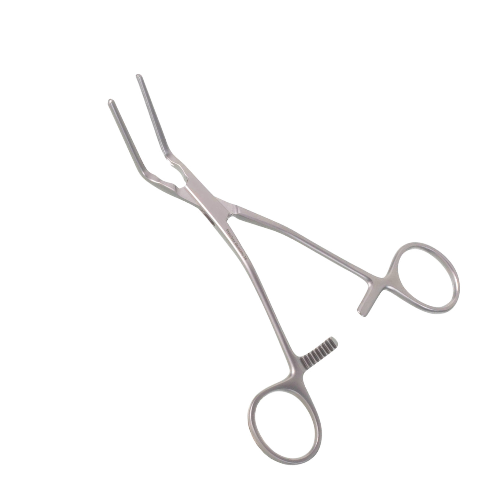 Abrazadera multiusos DeBakey, 9,5", mordazas Atr 6,5 cm, obtusa Ang 60 grados, premium