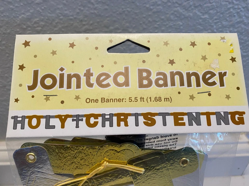Holy Christening Gold/Silver Jointed Letter Banner 5.5 ft. - Image 2 of 3