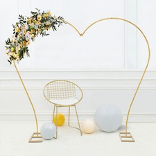 Gold Wedding Arch Rack Heart-shaped Flower Stand Metal Party Backdrop Rack
