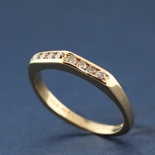 Diamond Ring in 14K Yellow Gold with Peaked Center Wedding Anniversary Stacking