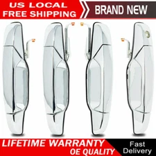 Set of 4 Chrome Outer Outside Exterior Door Handles for 07-13 Chevy Pickup Truck
