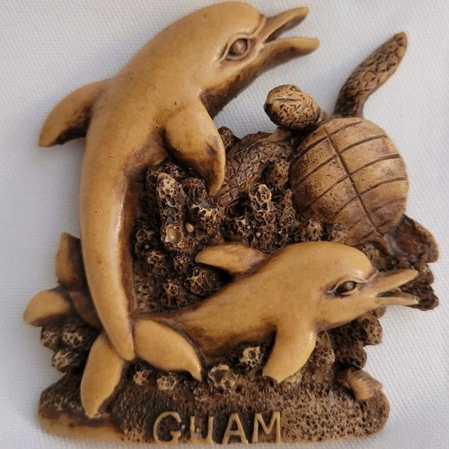 Guam Souvenir Kühlschrankmagnet - 3D Delfine & Schildkröte Design mit Guam Produkt Siegel